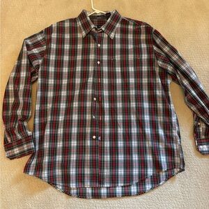 Izod Men's Plaid Button-Down Shirt - Red, Black, and White